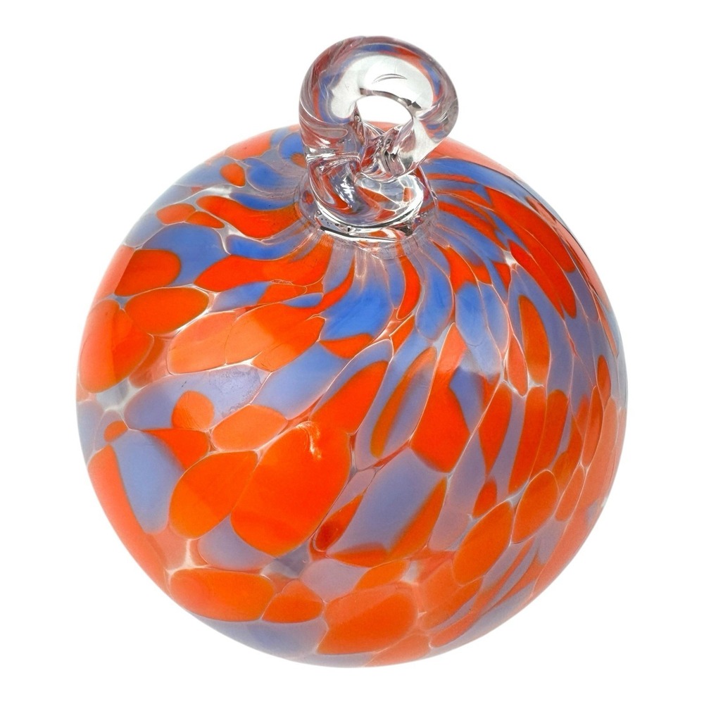 Hand Blown Glass Friendship Ball Ornament Christmas  3.3 In Purple / Orange - Picture 7 of 7